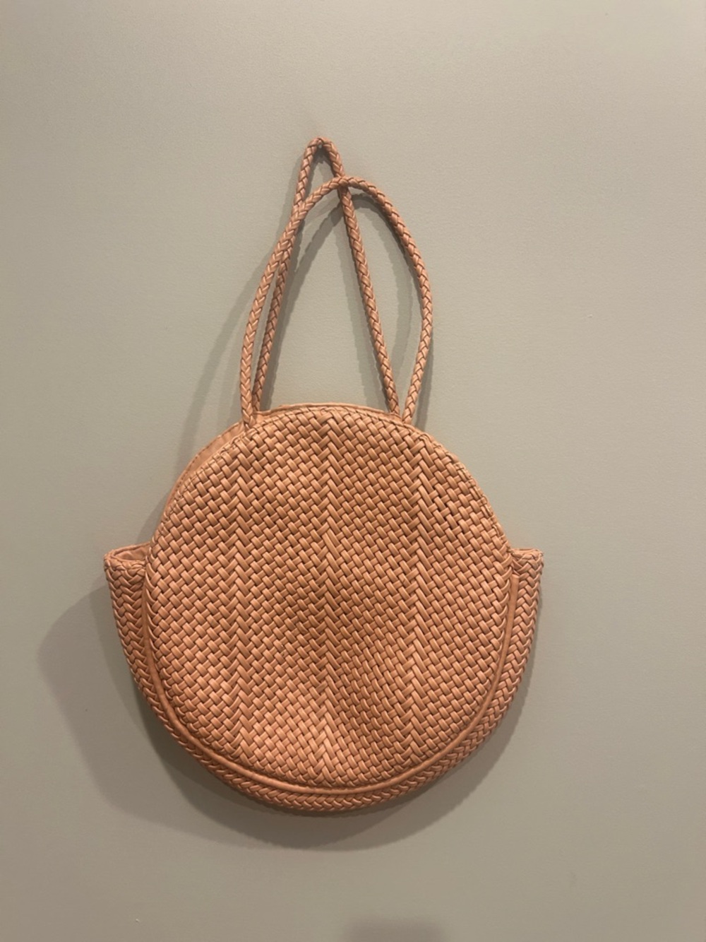 Anthropologie | Alison Woven Circular pink
Handbag Purse Tote Bag Faux Leather